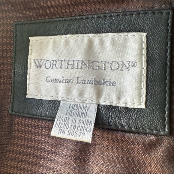 Worthington Genuine Lambskin Leather Coat Women’s Medium Zip Up Jacket Vtg Black - Picture 7 of 13